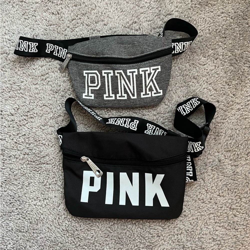 PINK Victoria's Secret Gray and Black Fanny Packs